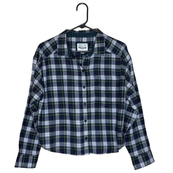 AMERICAN EAGLE Cropped Plaid Flannel Shirt - Size Medium - Picture 1 of 6